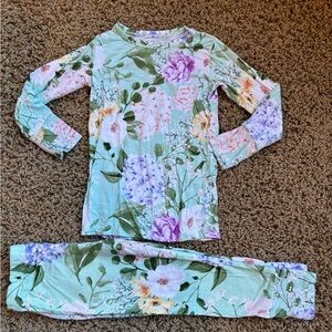 Posh Peanut Mint Floral Kids Pajama Set